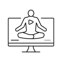 web online yoga relax line icon vector illustration