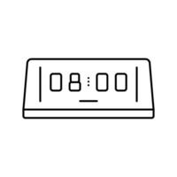 digital alarma reloj dormitorio interior línea icono vector ilustración