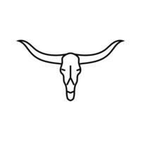 Longhorn cráneo cuerno animal línea icono vector ilustración