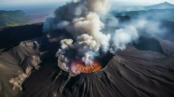 AI generated Get up close and personal with an active volcano as you peer down into its smoldering crater photo