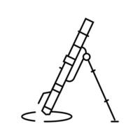 mortero arma militar línea icono vector ilustración