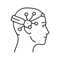 brain interface device future technology line icon vector illustration