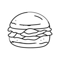 tocino bollo comida comida línea icono vector ilustración