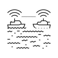 ship collision avoidance systems line icon vector illustration