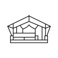 glamping tent forest line icon vector illustration