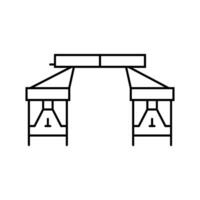 foldable picnic table glamping line icon vector illustration