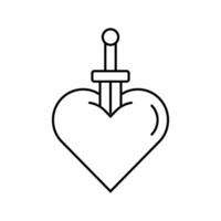 heart tattoo art vintage line icon vector illustration