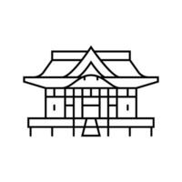 shinto shrine building shintoism line icon vector illustration