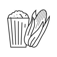 popcorn corn yellow line icon vector illustration