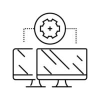 remote assistance repair computer line icon vector illustration