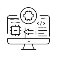 microcontroller programming electronics line icon vector illustration