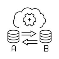 replicación base de datos línea icono vector ilustración