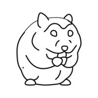 hámster con comida mascota línea icono vector ilustración