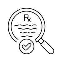 prescripción verificación farmacéutico línea icono vector ilustración