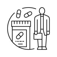 farmacia técnico medicación línea icono vector ilustración