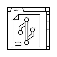 version control technical writer line icon vector illustration