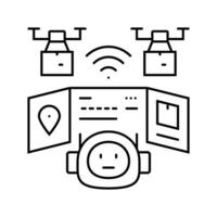 remote monitoring autonomous delivery line icon vector illustration