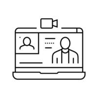 webinar session online learning platform line icon vector illustration