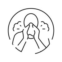 coughing sneezing disease symptom line icon vector illustration