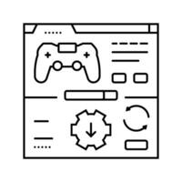 actualizaciones juego desarrollo línea icono vector ilustración