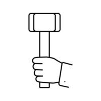 hard work hammer succes challenge line icon vector illustration