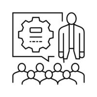 workshop facilitation college teacher line icon vector illustration