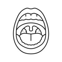 swollen tonsils disease symptom line icon vector illustration