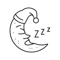 sleeping moon sleep night line icon vector illustration