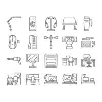 office gadget computer business icons set vector