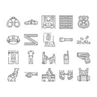 crime scene police evidence icons set vector