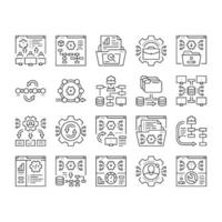 system analyst data icons set vector