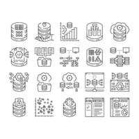 database administrator server icons set vector