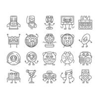 retro music character icons set vector