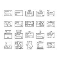 credit card bank payment money icons set vector