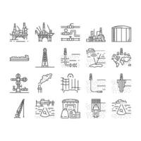 petroleum engineer oil industry icons set vector