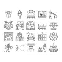 delivery autonomous robot icons set vector