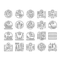 electronics technician technology icons set vector