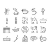 hot fire lable flame tag icons set vector