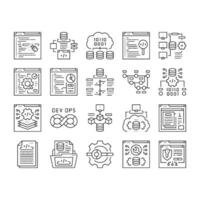 software engineer computer code icons set vector