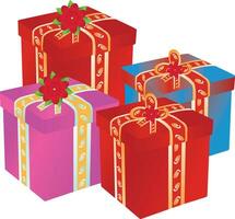 Set of christmas box vector design on a white background