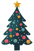 Colorful Christmas tree hand drawn style png