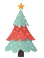 Colorful Christmas tree hand drawn style png