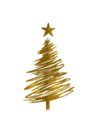 Gold glitter particles Christmas tree with star png
