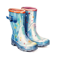 ai generado niños botas de lluvia para Navidad evento. acuarela estilo. ai generado png