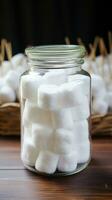 AI generated clear glass jar filled with cotton pads photo