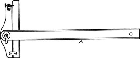 ajustable cabeza t a cuadrado con regla cruzar miembro en un deseado posición Clásico grabado. vector