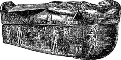 Ancient Egyptian Sarcophagus vintage illustration. vector