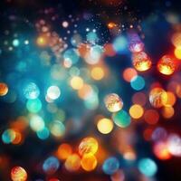 ai generado un bokeh efecto foto de vistoso Navidad luces