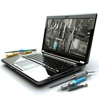 AI generated online tutorials or consulting forums dedicated to laptop repairs photo