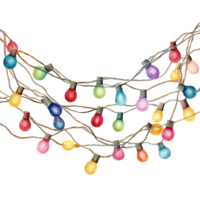 AI generated Christmas Light Garland For Christmas Event. Watercolor Style. AI Generated png